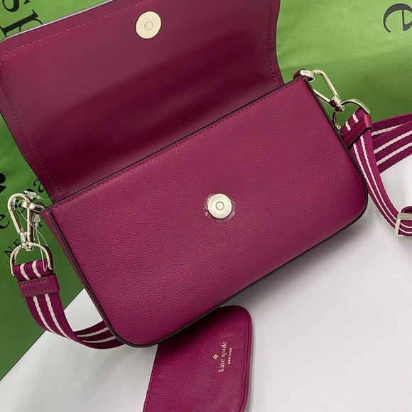 KATE SPADE Rosie Pebble Leather Small Flap Crossbody 
Dark Raspberry 
NWT - Picture 12 of 16
